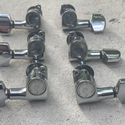 Vintage 1970s Schaller chrome M6 Tuners 3 a side for Gibson Fender Yamaha etc image 3