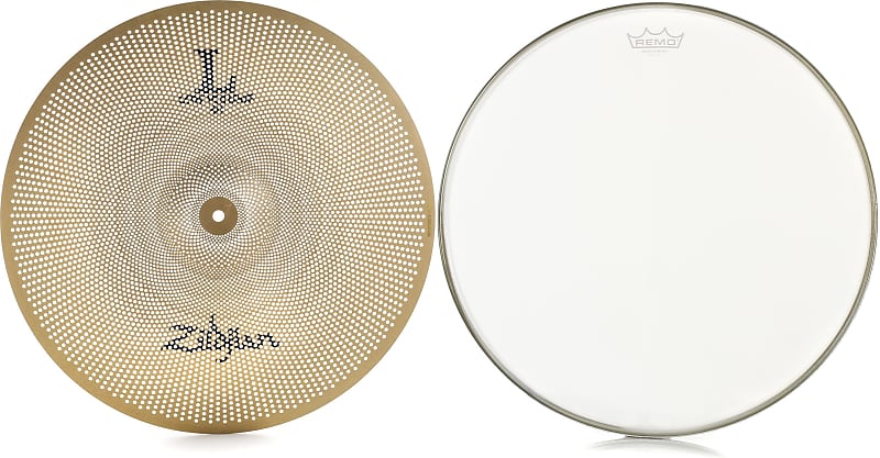Zildjian 20 inch L80 Low Volume Ride Cymbal Bundle with Remo Silentstroke Bass Drumhead - 18 inch image 1