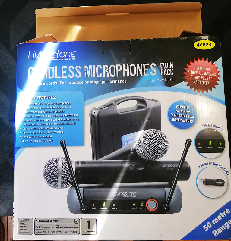 Livingstone Wireless Microphone Twin Pack 2019 Black Reverb UK