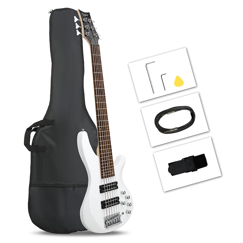 Glarry White 44 Inch GIB 6 String H-H Pickup Laurel Wood Glarry White 44 Inch GIB 6 String H-H Pickup Laurel Wood