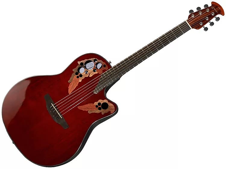 Immagine Ovation CE 44-RR Celebrity Elite Mid Cutaway Ruby Red - chitarra acustica elettrificata - 1
