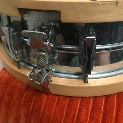 1971 Ludwig No. 400 Supraphonic 5x14" 10-Lug Aluminum Snare Drum with Pointed Blue/Olive Badge 1969 - 1979 - Chrome-Plated OBO image 2