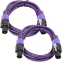 SEISMIC AUDIO Pair of 12 Gauge 5' Purple Speakon to Speakon Speaker Cables