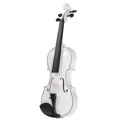 Full Size 4/4 Violin Set for Adults, Beginners, Students with Hard Case, Violin Bow, Shoulder Rest, Rosin, Extra Strings 2020s - White image 10