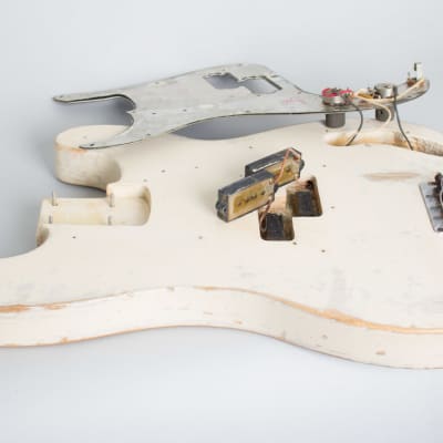 Fender  Slab Body Precision Solid Body Electric Bass Guitar (1966), ser. #128929, brown hard shell case. image 15