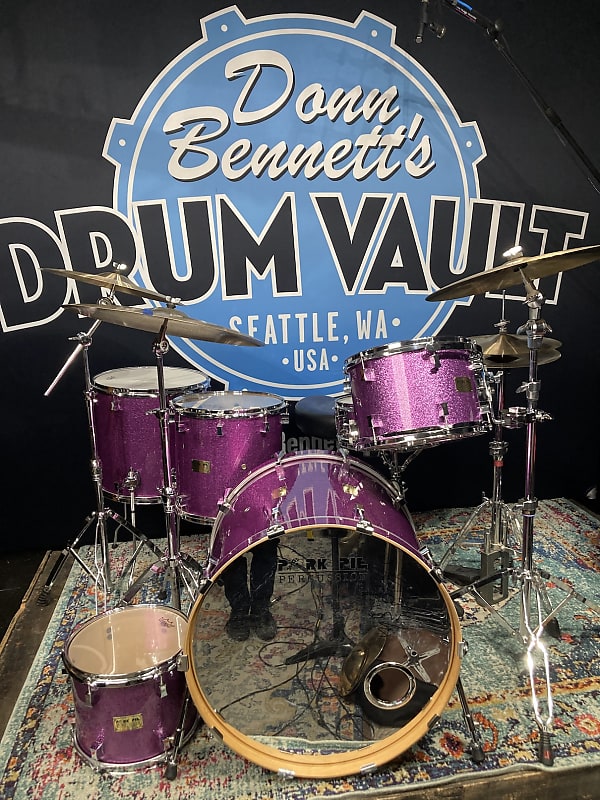 Frank Ferrer's Guns N Roses, Pork Pie, 2016 Drum Set, 24",16",14",13",12" Purple Sparkle. Signed! Authenticated! image 1