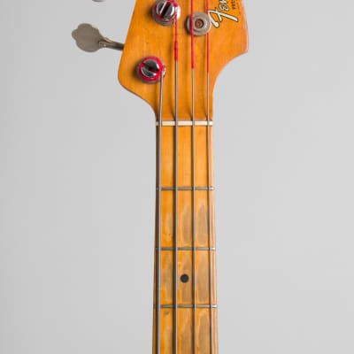 Fender  Slab Body Precision Solid Body Electric Bass Guitar (1966), ser. #128929, brown hard shell case. image 5