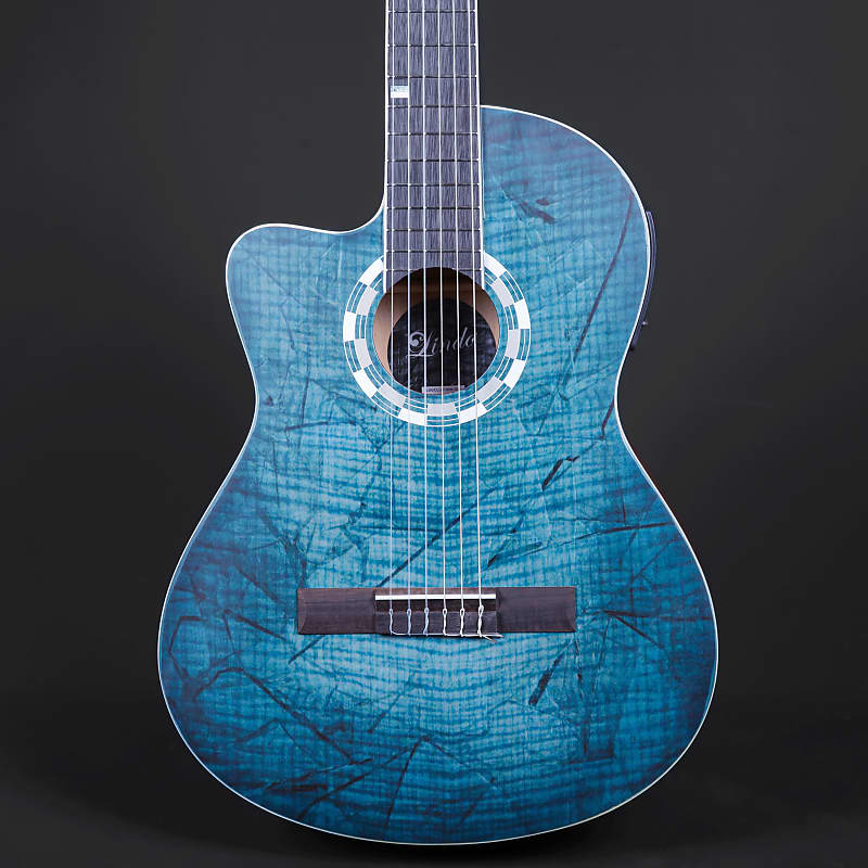 Lindo B-STOCK Left-Handed 960CEQ Picasso Blue Classical Electro-Acoustic Guitar & 10mm Padded Gigbag image 1