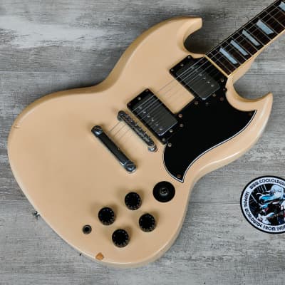 1990 Samick SG-7 Japanese Market Double Cutaway (Aged White) for sale