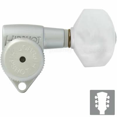 NEW Hipshot Grip-Lock Open-Gear LOCKING Tuners w/ PEARLOID Buttons 3x3 - SATIN