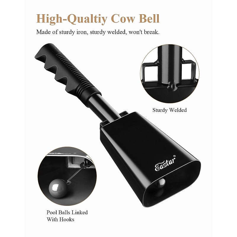 Steel Cowbell with Handle 8 Inch Cow Bells Noise Makers, 2 Pack Large  Cowbells for Sporting Events, Hand Percussion Cowbells Cheering Bell for
