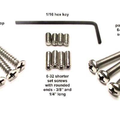 Bensonite Tele Bridge Screws Kit - shorter saddle set  screws, intonation, & mounting screws for sale