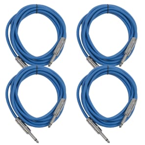 Seismic Audio SASTSX-10-4BLUE 1/4" TS Male to 1/4" TS Male Patch Cables - 10' (4-Pack)