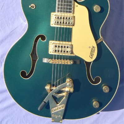 2015 Gretsch G6196-59GTE Country Club '59 Reissue: Cadillac Green, TV Jones Filter'Trons, Trestle Braced, 25 1/2" Scale, Bigsby, Clean! image 2