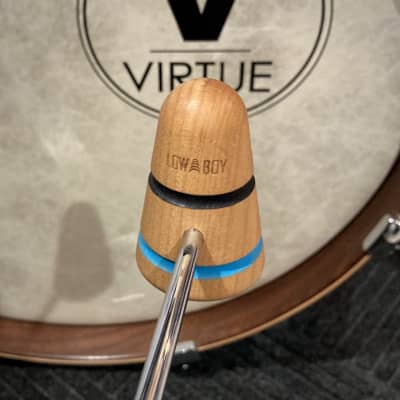 Low Boy Custom Bass Drum Beater - VIRTUE Stripes Standard - Natural Maple Wood Kick Pedal Blue Black image 2