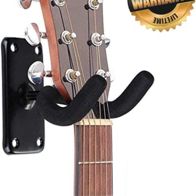 Guitar Wall Mount Hanger Hook Holder Stand Guitar Hangers Hooks for Acoustic Electric and Bass Guitars  - Black image 2