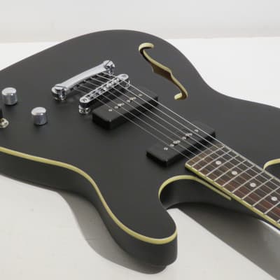 Lindo Dark Defender Semi Chambered Electric Guitar Thinline in Matte Black image 8