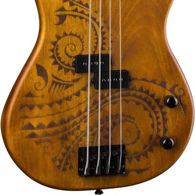 Luna TAT 34 Tattoo 4-String Electric Bass, 34
