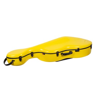 Crossrock Fiberglass Hard Guitar  Case with wheels for 4/4 Cello in Yellow image 2