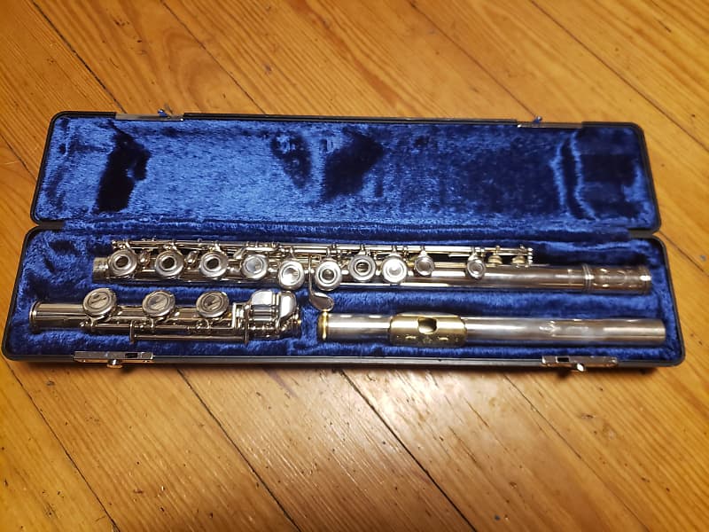 Emerson MG288OF Sterling Flute, Gold Lip Plate, BFoot! Reverb