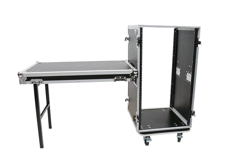 OSP RC20U-20SL 20 Space ATA Amp Rack w/Casters and Attached Utility Table image 1