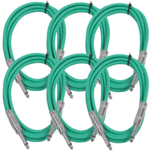 Seismic Audio SASTSX-6GREEN-6PK 1/4" TS Instrument/Patch Cable - 6' (6-Pack)