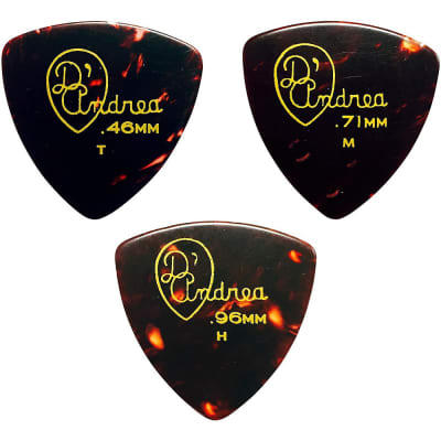 D'Andrea 346 Rounded Triangle Celluloid Guitar Picks - One Dozen Shell Medium for sale