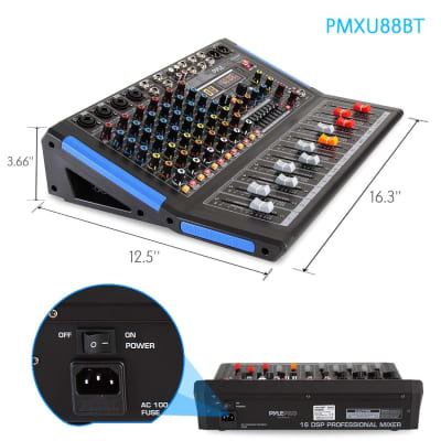 8-Channel Bluetooth Studio Audio Mixer - Dj Sound Controller