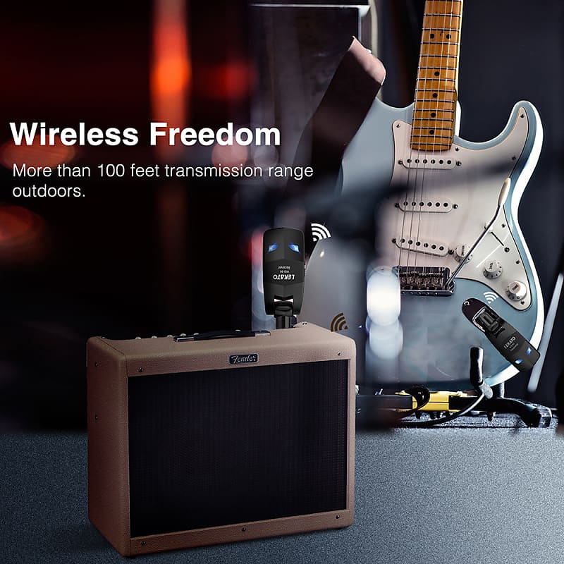 Lekato 5.8GHz Wireless Guitar System Transmitter Receiver fit Bass