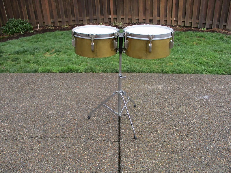 Slingerland/Leedy Vintage Solid Brass Timbales, 1950s, Die Reverb