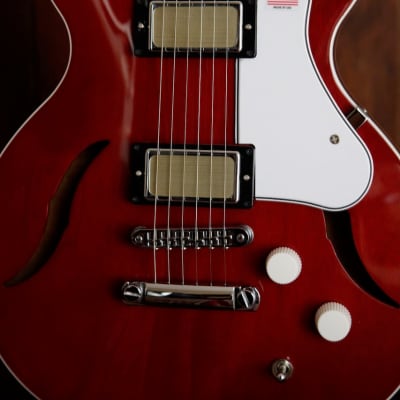 Harmony Comet Semi-Hollow Electric Guitar Trans Red image 3