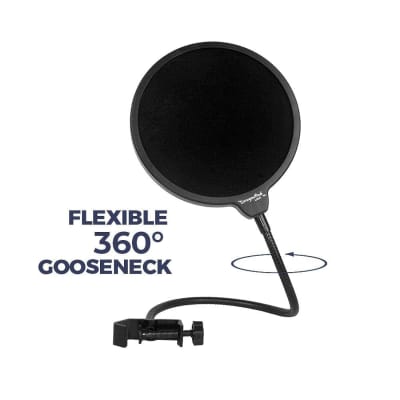 Dragonpad Usa Microphone Pop Filter, For Blue Yeti, Blue Snowball - Flexible Gooseneck Microphone Mount And Double Layer Sound Shield Guard Windscreen image 3