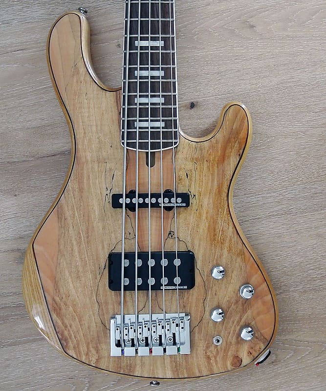 Cort GB95-Custom - Active 5 string custom shop bass - Spalted Maple top and  Seymour Duncan pickups