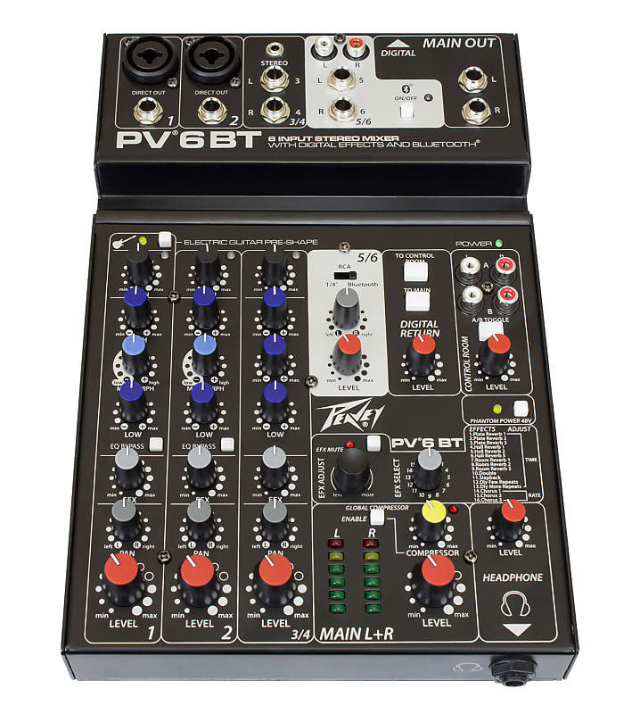 Peavey PV6 BT 6 Channel Mixer with Bluetooth image 1