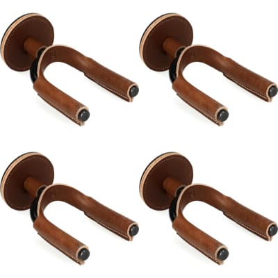 Levy's FGHNGR Black Forged Guitar Hanger (4 Pack) - Brown Leather for sale