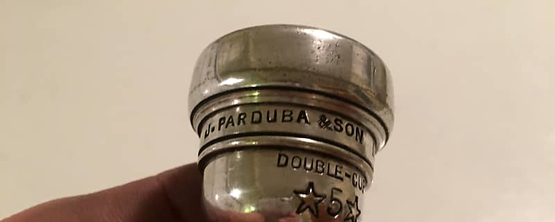 VINTAGE NEAR MINT J. PARDUBA u0026 SON NEW YORK. DOUBLE - CUP 5* ( HARRY JAMES  ) HAND STAMPED EARLY TRUMPET MOUTHPIECE