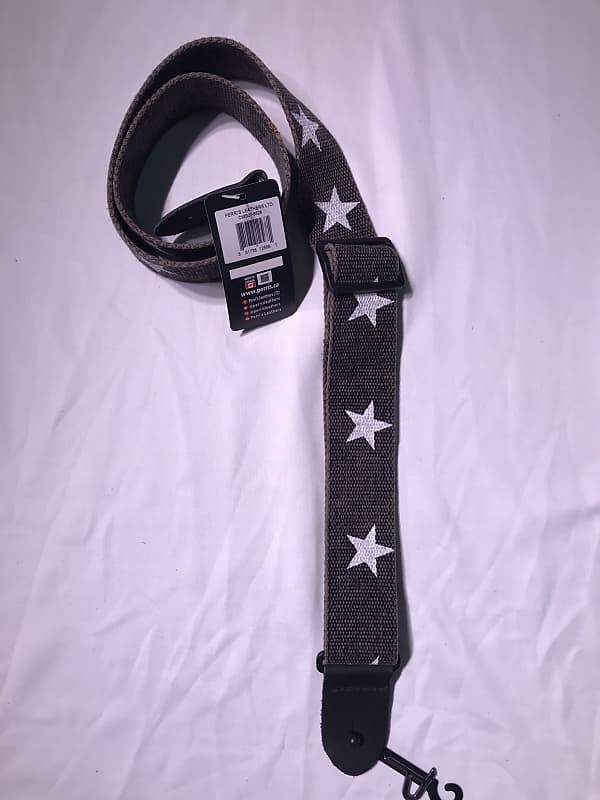 2” Deluxe White Stars on Distressed Grey Cotton Guitar Strap - Perris  Leathers