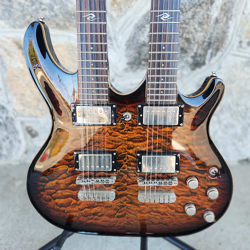 2008 Dean Limited Run Double Neck Hardtail, Tiger Eye Quilt