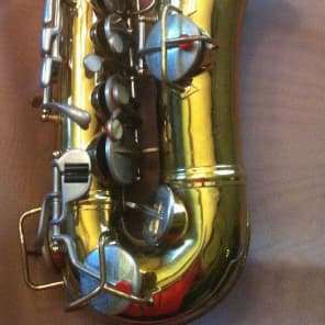 1920s Alto Saxophone, Vintage Conn/Pan American Pertin Paris, Gold/Silver Over Brass image 2