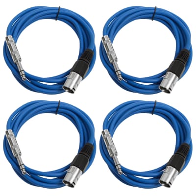 4 Pack of 1/4 Inch to XLR Male Patch Cables 10 Foot Extension Cords Jumper - Blue and Blue image 1