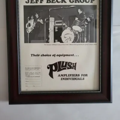 1969 Plush Amplifiers Promotional Ad Framed The Jeff Beck Group At The Fillmore East Original RARE for sale