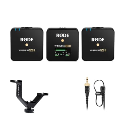 Rode Microphones Wireless GO II Dual Channel Wireless Microphone System  Bundle with 2X Lavalier II Omnidirectional Lav Mic and 3-Pack Foam  Windscreen