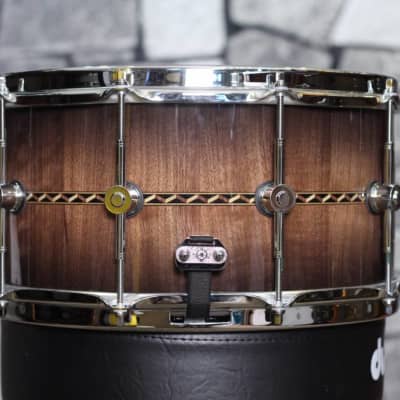 Hendrix Drums 14x7 in. Gloss Walnut Burst Stave Snare w/deco inlay image 5