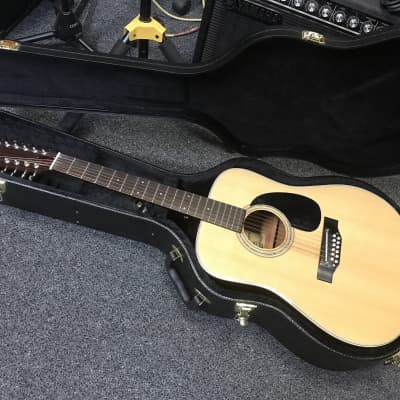 Fender F55-12 string dreadnought acoustic guitar made in Japan 1970s very good condition with hard case image 2