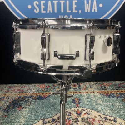 Ludwig 14x5" Vistalite, Blue and Olive Badge, Snare Drum 1976 - White image 16