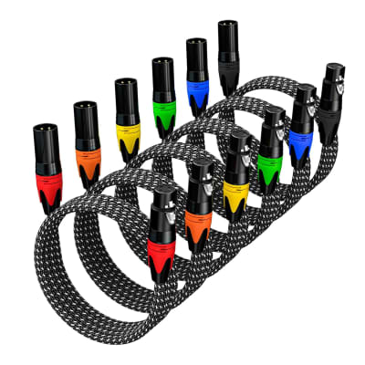 XLR Cables, XLR Microphone Cables 16ft 6 Packs, 3-Pin Premium Balanced Shielded XLR Speaker Cable Male to Female Balanced Mic Patch Cord image 1