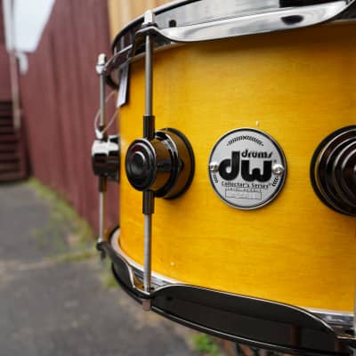 DW USA Collectors Series - 6.5 x 14" Pure Maple SSC/VLT Shell Snare Drum - Intense Yellow Satin Oil w/ Black Nickel Hdw. image 5