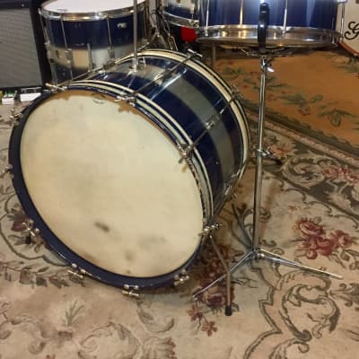 1958 Vintage WFL Ludwig 4-piece Drum Set in Blue & Silver Duco 13