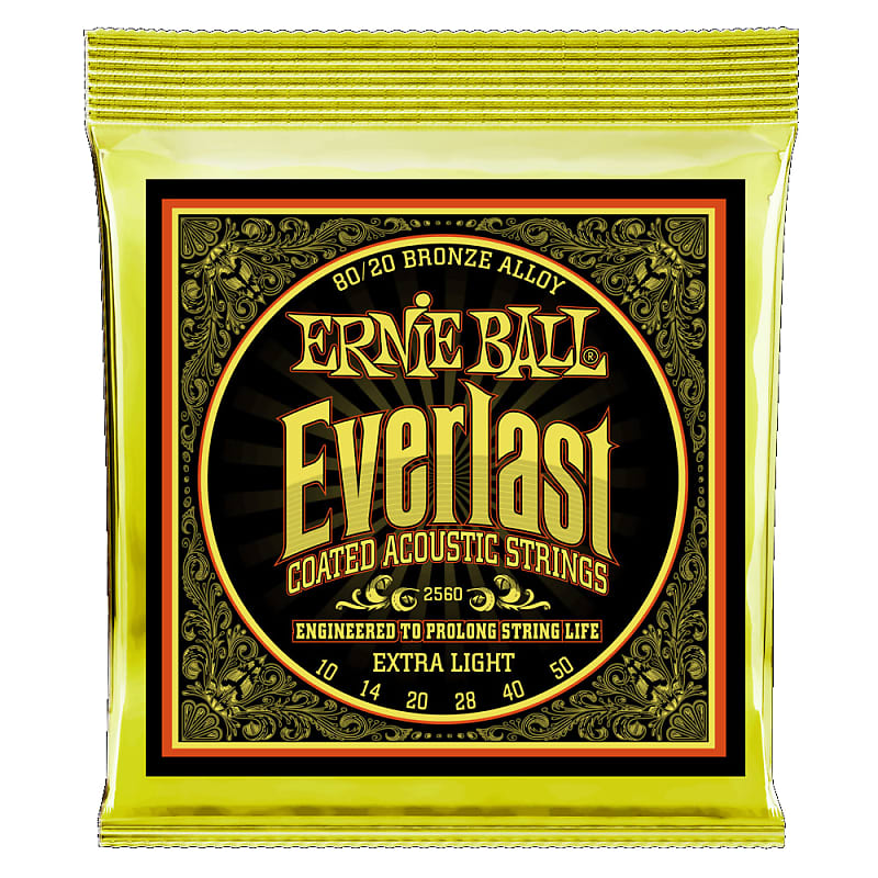 Ernie Ball 2560 80/20 Bronze Alloy Everlast Coated Acoustic Guitar Strings Extra Light image 1