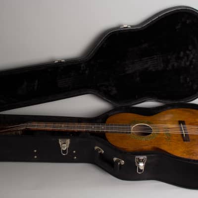 Stella 12 String Flat Top Acoustic Guitar, made by Oscar Schmidt,  c. 1930, black tolex hard shell case. image 10
